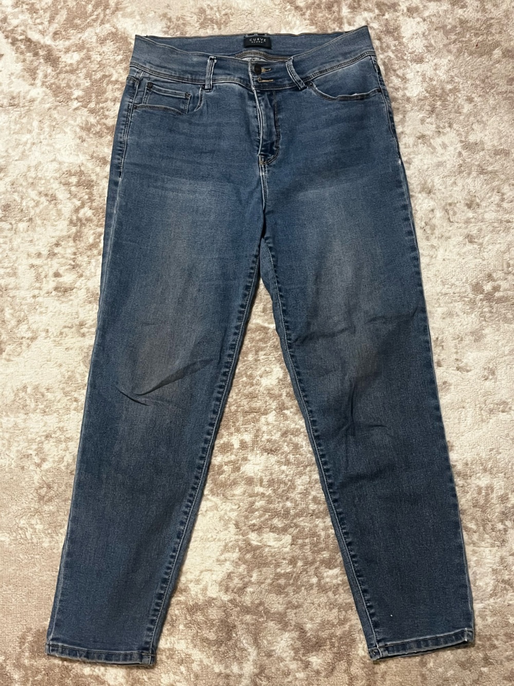 Curve Appeal Womens Jeans Size 12 31x26 High Rise Straight Stretch Medium Wash